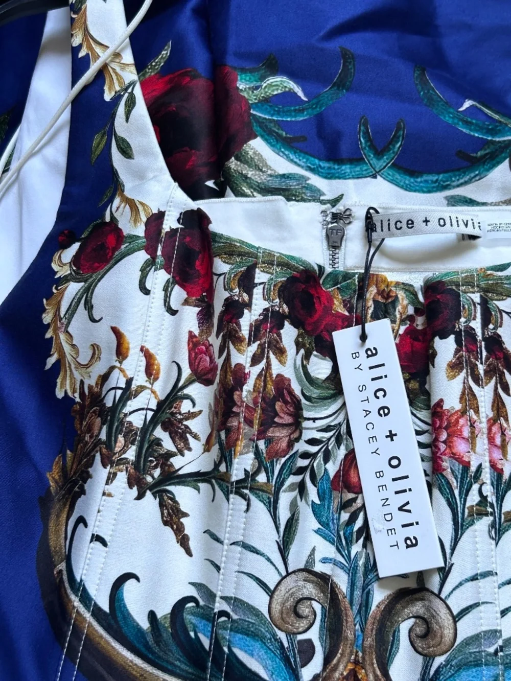 Alice + Olivia Diana Gilded Rose Structured Midi Dress size 8 - Picture 7 of 15